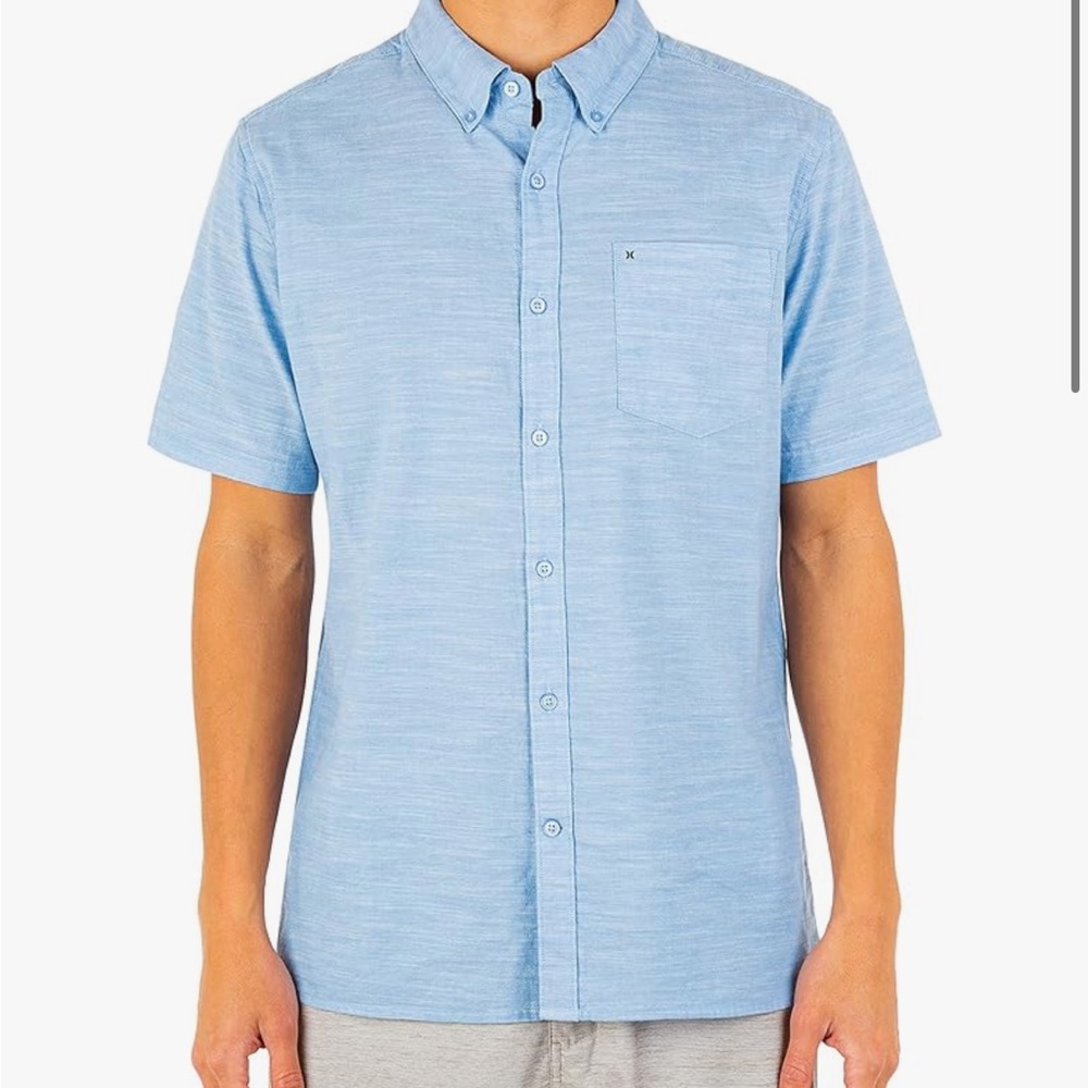 Hurley Textured Short Sleeve Linen Blend Button Down Vacation Shirt XXL